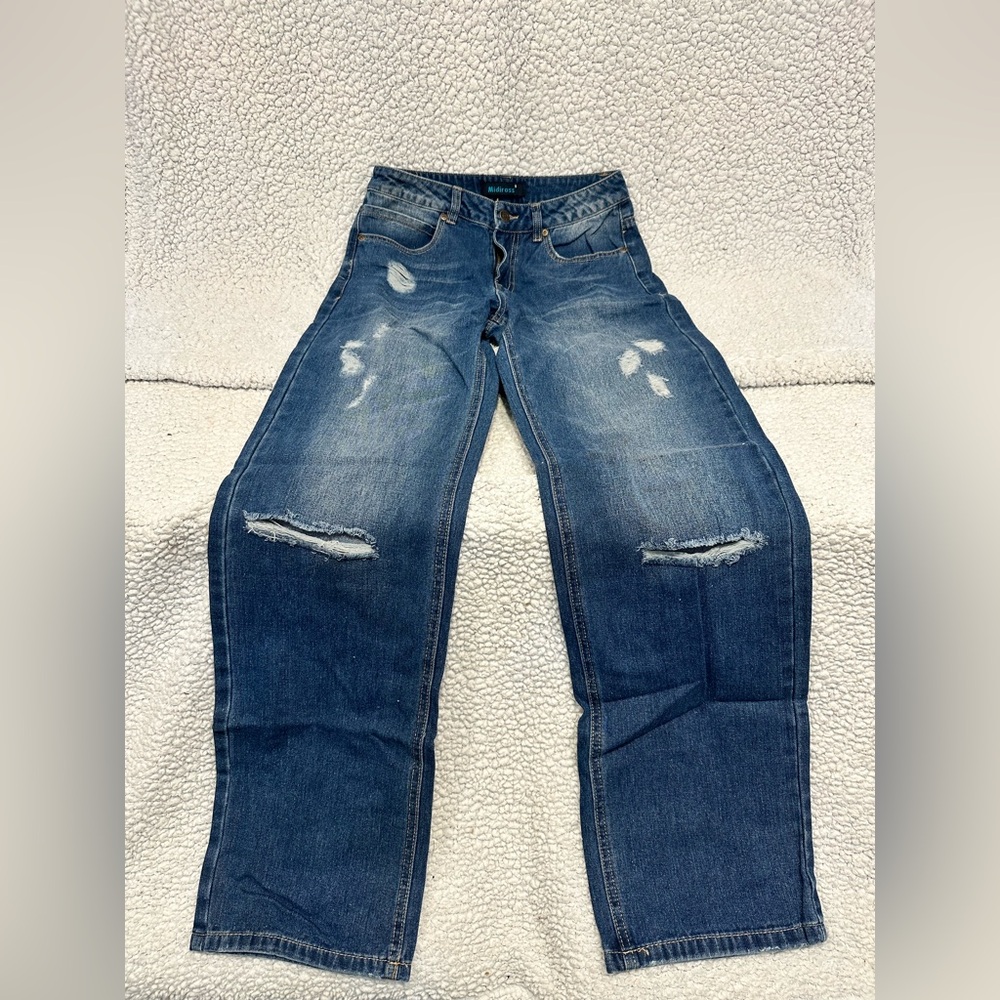 Straight Leg Distressed Jeans for Women